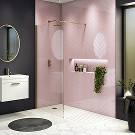 Arezzo 1700 x 800 Brushed Brass Wet Room (Inc. Screen + Tray) Large Image