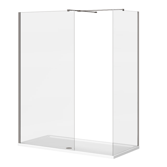 Arezzo 1700 x 800 Gunmetal Grey Wet Room (with Screen, Side Panel + Tray)