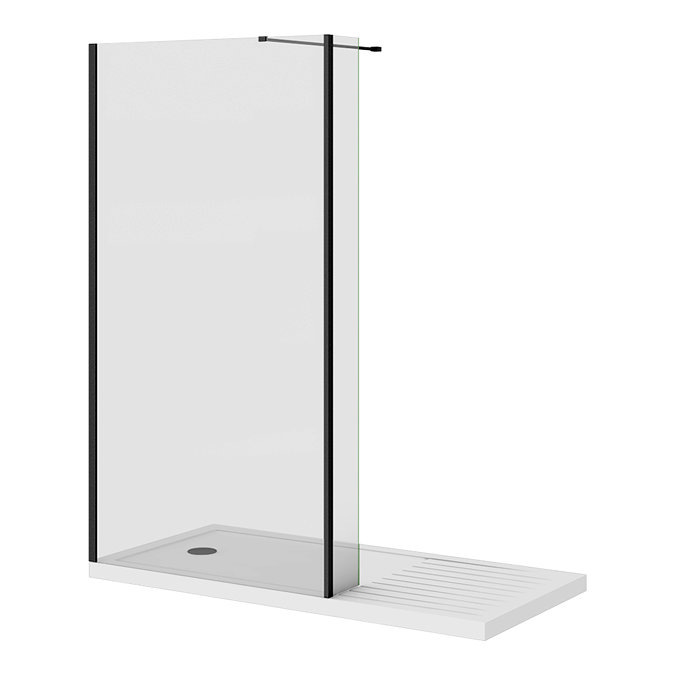 Arezzo 1700 x 800 Matt Black Profile Wet Room (1100mm Screen, Return Panel + Tray)