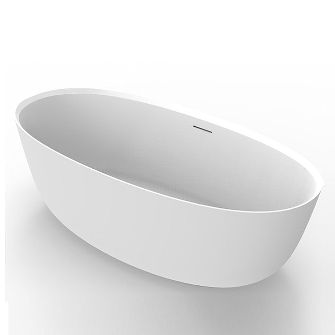 Arezzo 1700 x 800 Matt White Solid Stone Modern Double Ended Bath  In Bathroom Large Image