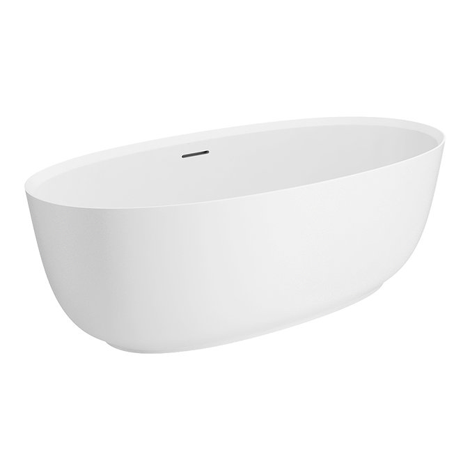 Arezzo 1700 x 800 Matt White Solid Stone Modern Double Ended Bath  Standard Large Image