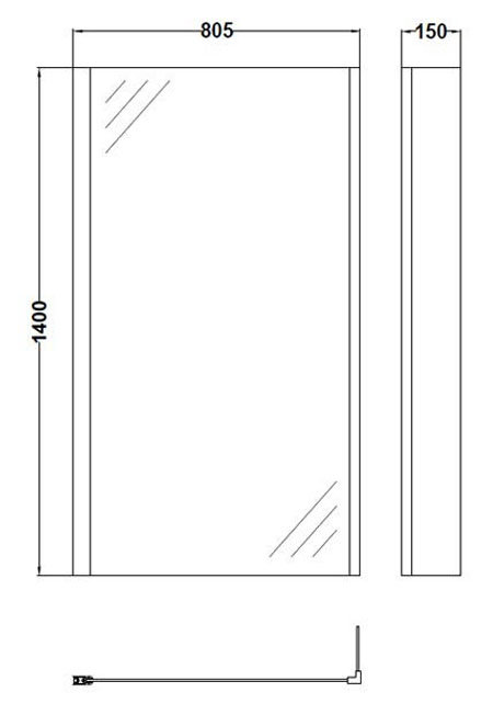 Arezzo 1700mm L-Shaped Shower Bath with Matt Black Screen & Panel