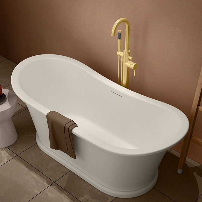Arezzo 1690 x 750 Matt White Solid Stone Traditional Roll Top Slipper Bath