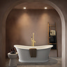 Arezzo Solid Stone Roll Top Freestanding Slipper Bath 1690 x 750mm - Matt White Traditional