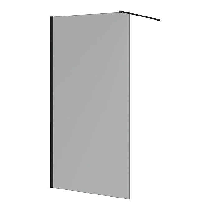 Arezzo W1000 x H1900 Grey Tinted 8mm Glass Screen inc. Matt Black Profile + Support Arm	 Large Image
