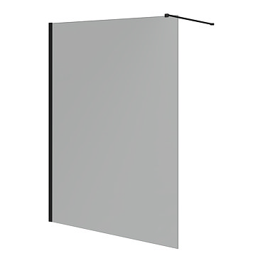 Arezzo 1900mm Grey Tinted Glass Wetroom Screen with Matt Black Profile and Support Arm