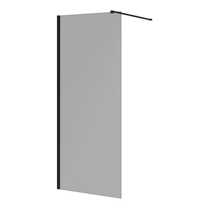 Arezzo W800 x H1900 Grey Tinted 8mm Glass Screen inc. Matt Black Profile + Support Arm Large Image