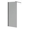 Arezzo W800 x H1900 Grey Tinted 8mm Glass Screen inc. Matt Black Profile + Support Arm Large Image