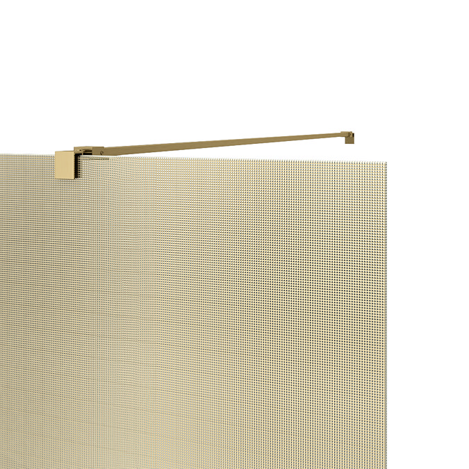 Arezzo 1950mm Brushed Brass Mesh Glass Wetroom Screen with Square Support Arm