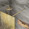 Arezzo 1950mm Brushed Brass Mesh Glass Wetroom Screen with Square Support Arm