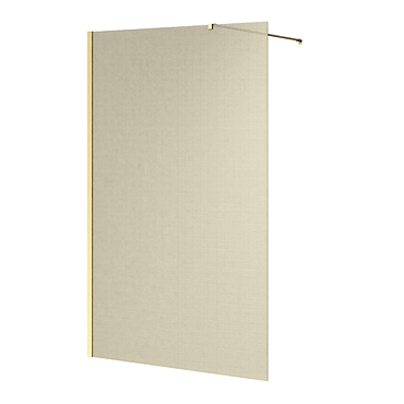 Arezzo 1950mm Brushed Brass Mesh Glass Wetroom Screen with Square Support Arm