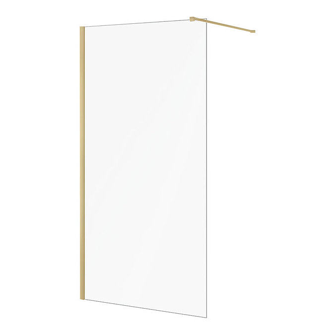 Arezzo W1000 x H1950 Brushed Brass Profile 8mm Wetroom Screen Inc. Support Arm Large Image