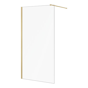 Arezzo 1950mm Brushed Brass Profile Wetroom Screen + Square Support Arm  Profile Large Image