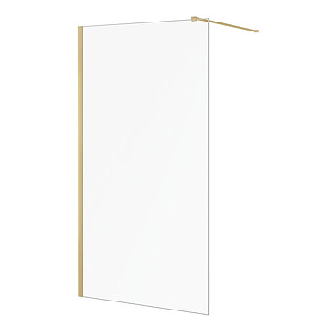 Arezzo 1950mm Brushed Brass Profile Wetroom Screen + Square Support Arm  Profile Large Image