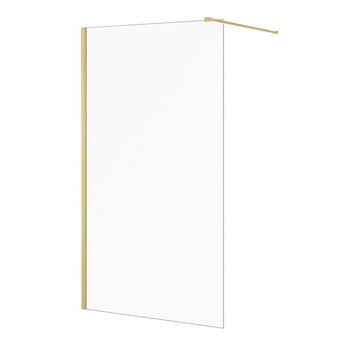 Arezzo W1200 x H1950 Brushed Brass Profile 8mm Wetroom Screen Inc. Support Arm Large Image