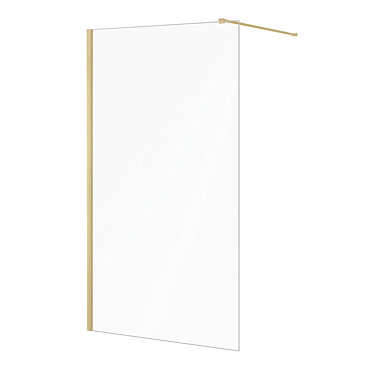 Arezzo 1950mm Brushed Brass Profile Wetroom Screen + Square Support Arm  Profile Large Image
