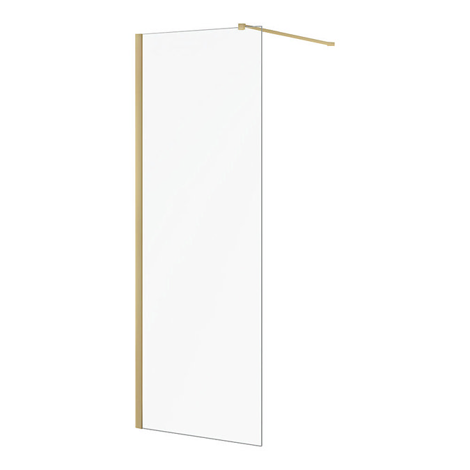 Arezzo W700 x H1950 Brushed Brass Profile 8mm Wetroom Screen Inc. Support Arm Large Image