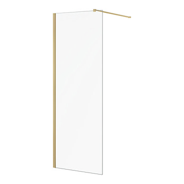 Arezzo 1950mm Brushed Brass Profile Wetroom Screen + Square Support Arm  Profile Large Image