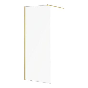 Arezzo 1950mm Brushed Brass Profile Wetroom Screen + Square Support Arm  Profile Large Image