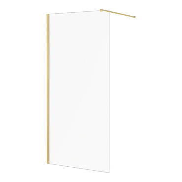 Arezzo 1950mm Brushed Brass Profile Wetroom Screen + Square Support Arm  Profile Large Image