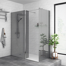 Arezzo 1900mm Grey Tinted Glass Wetroom Screen