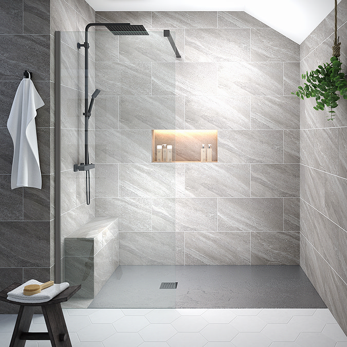 Arezzo 1950mm Gunmetal Grey Profile Wetroom Screen