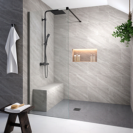 Arezzo 1950mm Gunmetal Grey Profile Wetroom Screen