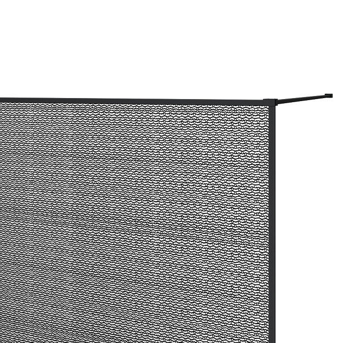 Arezzo 1950mm Matt Black Framed Mesh Glass Wetroom Screen with Square Support Arm