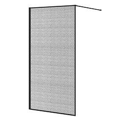 Arezzo 1950mm Matt Black Framed Mesh Glass Wetroom Screen with Square Support Arm