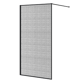 Arezzo 1950mm Matt Black Framed Mesh Glass Wetroom Screen with Square Support Arm