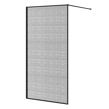 Arezzo 1950mm Matt Black Framed Mesh Glass Wetroom Screen with Square Support Arm