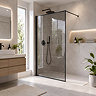Arezzo Industrial Style Shower Screen - 1950mm Mesh Glass Panel with Square Support Arm