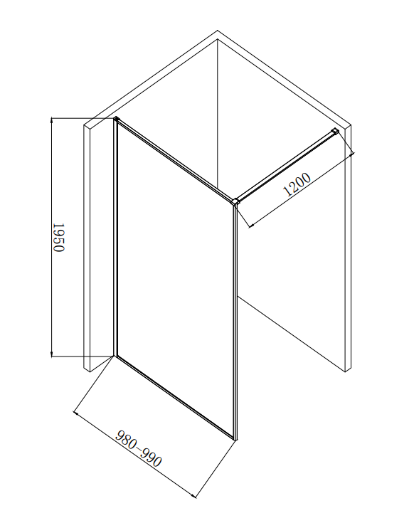 Arezzo 1950mm Matt Black Framed Mesh Glass Wetroom Screen with Square Support Arm