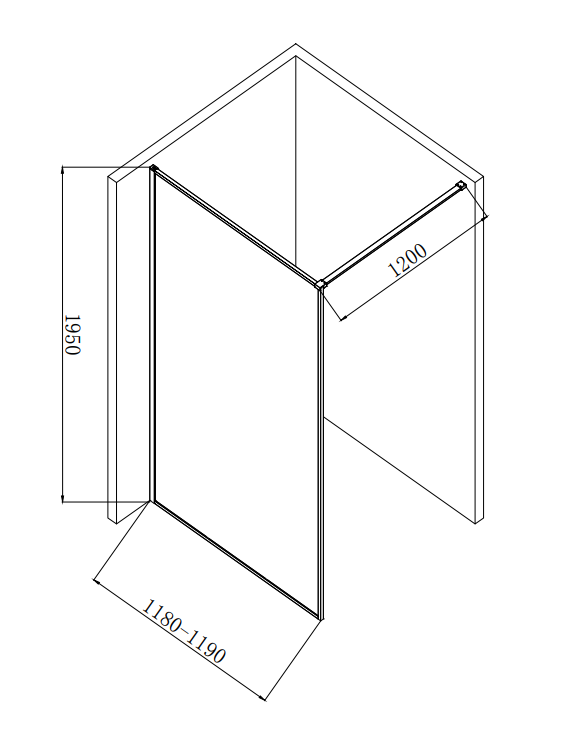 Arezzo 1950mm Matt Black Framed Mesh Glass Wetroom Screen with Square Support Arm