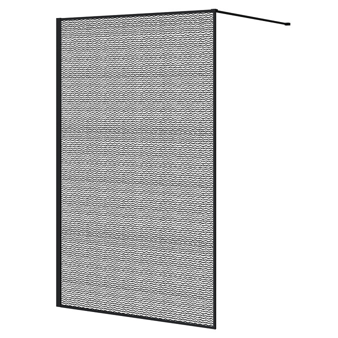 Arezzo 1950mm Matt Black Framed Mesh Glass Wetroom Screen with Square Support Arm