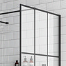Arezzo 1950mm Matt Black Grid Wetroom Screen + Support Arm  Standard Large Image
