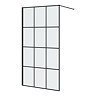 Arezzo W1000 x H1950 Matt Black Grid 8mm Wetroom Screen inc. Support Arm Large Image