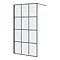 Arezzo W1000 x H1950 Matt Black Grid 8mm Wetroom Screen inc. Support Arm Large Image