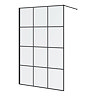 Arezzo W1200 x H1950 Matt Black Grid 8mm Wetroom Screen inc. Support Arm Large Image