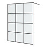 Arezzo W1400 x H1950 Matt Black Grid 8mm Wetroom Screen inc. Support Arm Large Image