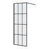 Arezzo W700 x H1950 Matt Black Grid 8mm Wetroom Screen inc. Support Arm Large Image