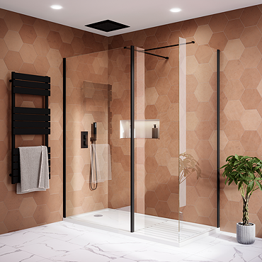 Arezzo 1950mm Matt Black Profile Wetroom Screen