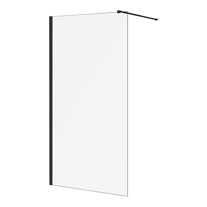 Arezzo W1000 x H1950 Matt Black Profile 8mm Wetroom Screen inc. Support Arm Large Image