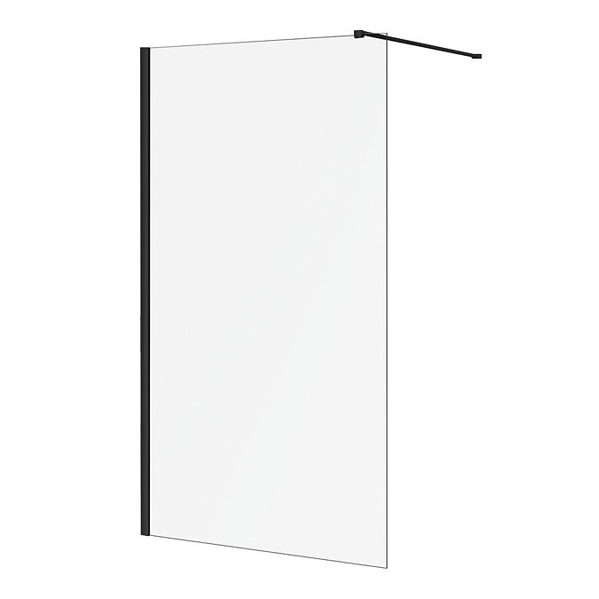 Arezzo W1200 x H1950 Matt Black Profile 8mm Wetroom Screen inc. Support Arm Large Image