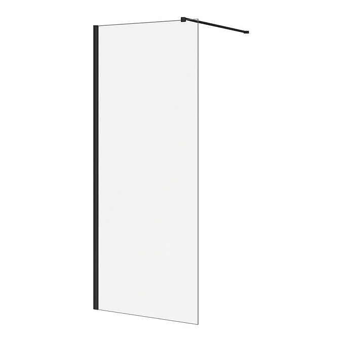 Arezzo W800 x H1950 Matt Black Profile 8mm Wetroom Screen inc. Support Arm Large Image