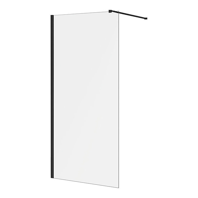 Arezzo W900 x H1950 Matt Black Profile 8mm Wetroom Screen inc. Support Arm Large Image