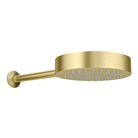 Arezzo 200mm Round Inline Shower Head & Arm Brushed Brass