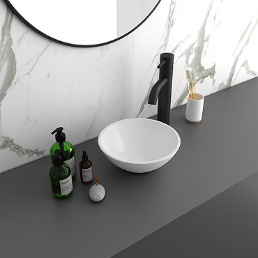 Arezzo Matt White Round Countertop Basin – 280mm Diameter