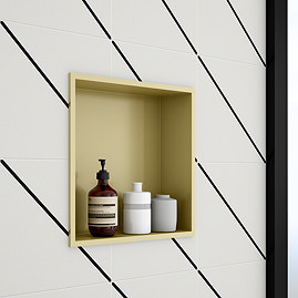 Arezzo 305 x 305 Square Shower Niche - Brushed Brass