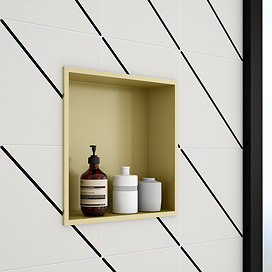 Arezzo 305 x 305 Square Shower Niche - Brushed Brass